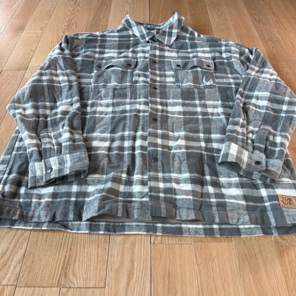 Star Wars Concept Series Jacket Men XXL Gray Plaid Flannel Mandalorian Shacket - Picture 9 of 12